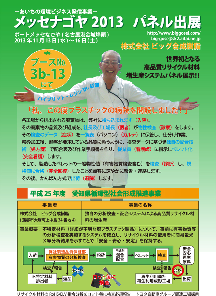 愛知県循環型社会形成推進事業　プラスチック廃棄物高品質リサイクル材料増生産システム